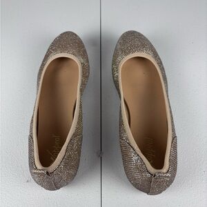 XAPPEAL Women’s Size 10 Gold Sparkle Ballet Flats Slip-On Metallic Shimmer Shoes